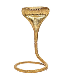 Brass naag snake for Shivling puja stand, tall hooded head and circular base ring