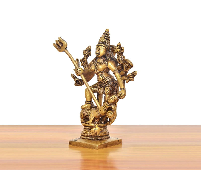 Brass Mahishasura-Mardini Goddess Durga Idol (Height 5 Inch)