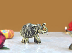 Brass Elephant Figurine - Decorative Statue for Home Decor, Feng Shui, and Good Luck (Height 2 Inch)