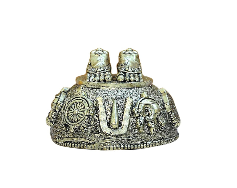 Bronze Lord Tirupati Bala Ji Charan Paduka Shankh Chakra Namah Idol Statue for Home Temple Office Figurine Showpiece (Height 1.5 Inch)