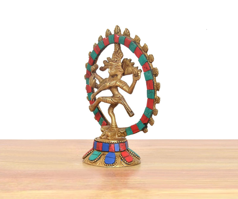 Brass Natraj Lord Shiva Dancing Idol Multicolor (Height: 5 inch)