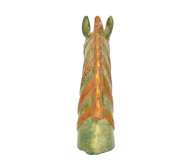 Brass Horse Head Statue with Stone Work (Height: 8 Inch)