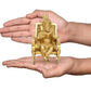 Brass Ganesha Statue Book Reading Turbaned Ganesh Sitting on Chair Sculpture Golden (Height 5 inch)