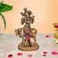 Resin Lord Krishna with Cow Idol Statue | Home Decor | Multicolour | Height 11 Inches