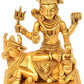 Brass Lord Shiva Seated On Nandi with Shiva Linga Height: 5.3"