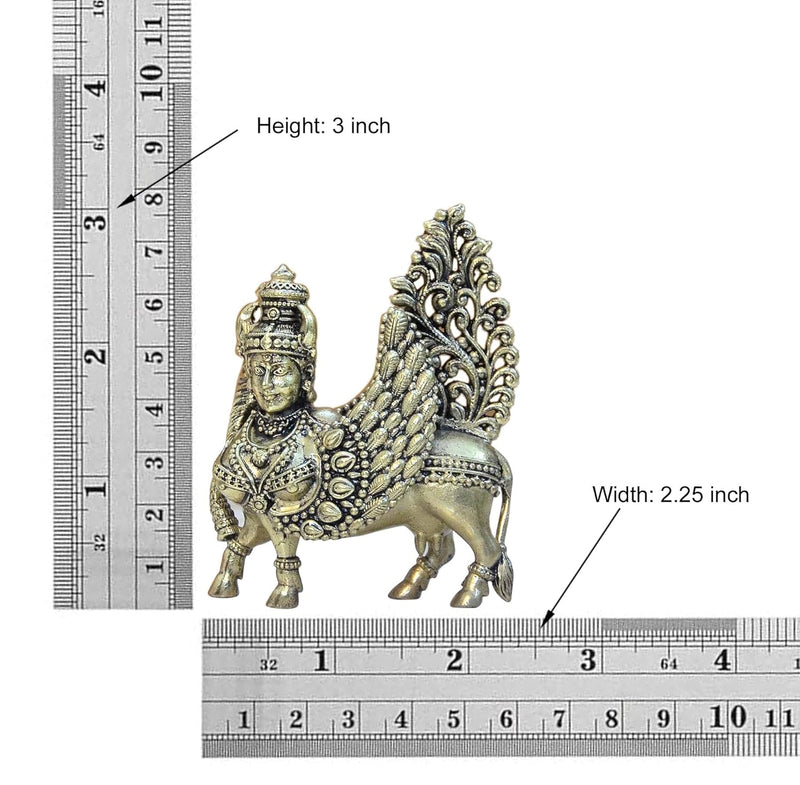 Bronze Kamadhenu Cow with Wings (Height: 3 Inches)