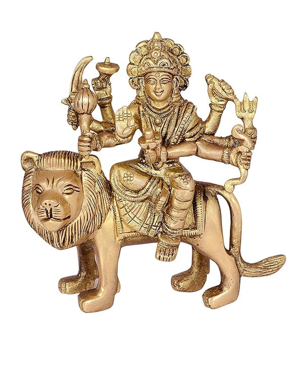 Brass Maa Durga Murti Idol Statue - (Brass, Height 5 inch)