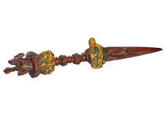 Multicolor furba dagger pendant, angled view of pointed tip and jeweled handle