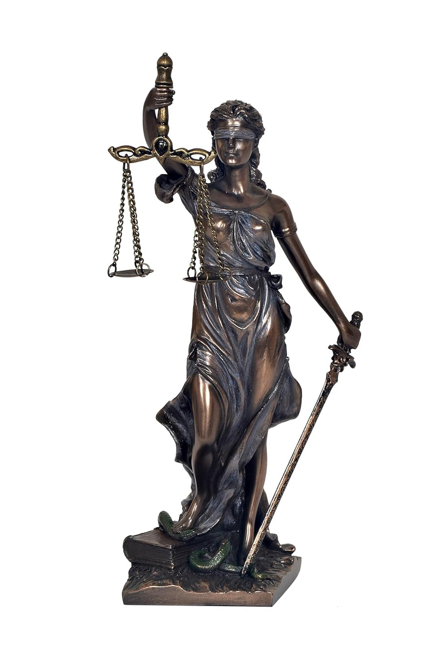 Resin Lady Justice Holding Scale and Sword Murti Figurine Sculpture Office Home Court (Height 7.5 Inch) Craft Detail