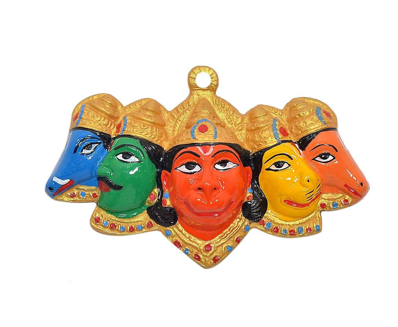 Metal Panchmukhi Hanuman Ji Wall Hanging (Height: 4 Inch)