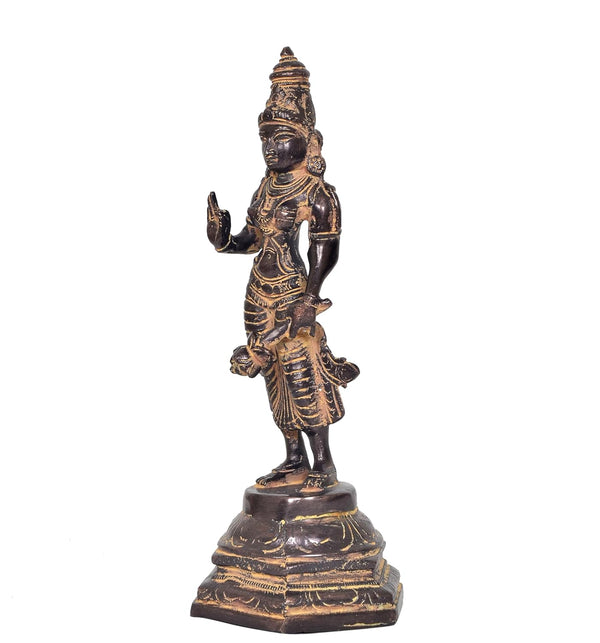 Brass Devi Uma Parvati antique Statue  (Height: 11 Inch) Study Setting