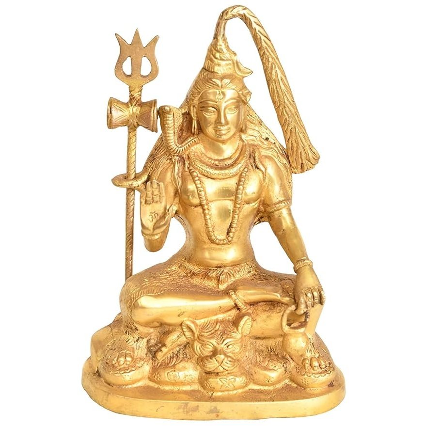 Brass Bhagwan Shiva in Ashirwad Mudra, Height: 9.4 Inch