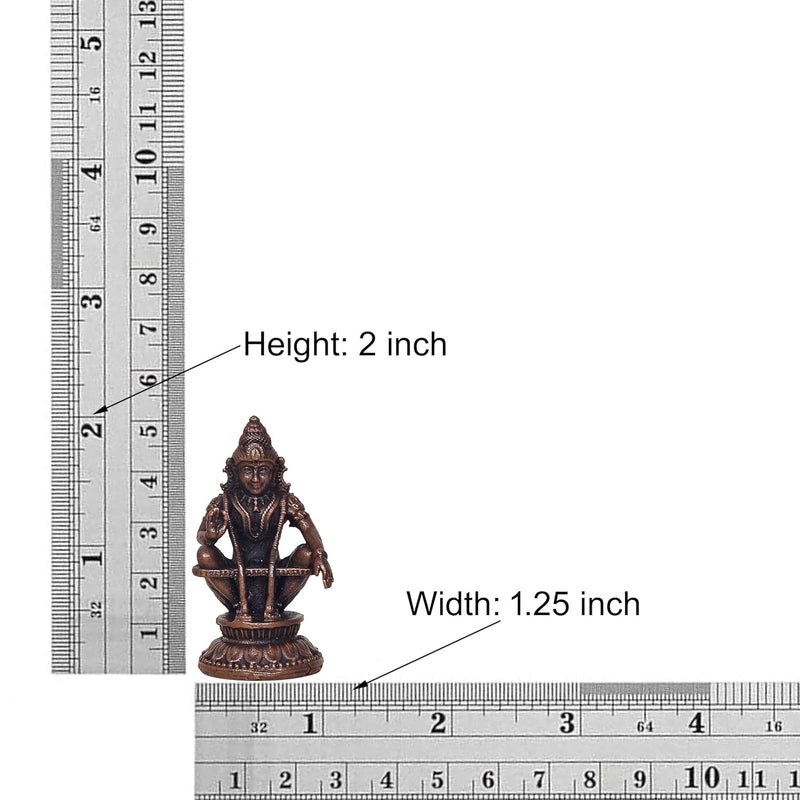 Copper Ayyappan Statue - Lord Ayyappa Idol for Home Temple and Spiritual Decor (Height 2 Inch)