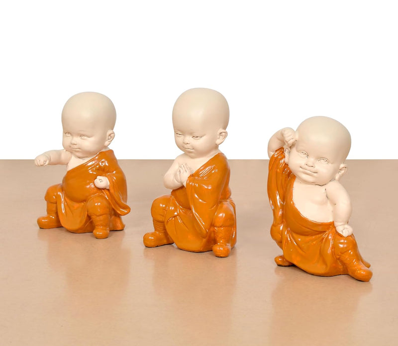 Resin Little Kungfu Buddha Monk Sculpture (Height 5 Inch)