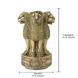 Brass Ashoka Stambh emblem wall hanging with height and width measurement diagram