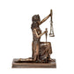 Resin Lady Justice Kneeling Holding Scale and Sword Murti Figurine Sculpture Office Home Court Height 6 Inch