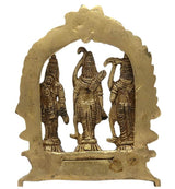 Ram Darbar brass statue, arched frame with three seated figures