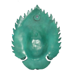 Green resin wall hanging mask back, round shape with hanging hook at the top