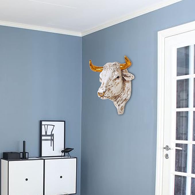Polyresin Bull Head Wall Hanging (High : 7.5 inches) Craft Detail