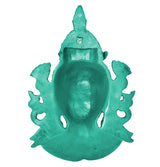Back view of green resin Shiva head wall hanging mask statue