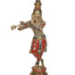 Brass Krishna Playing Flute Idol Statue Sculpture for Home Mandir Pooja Decor Temple Gift (Height 22.5 inch)