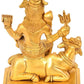 Brass Lord Shiva Seated On Nandi with Shiva Linga Height: 5.3"