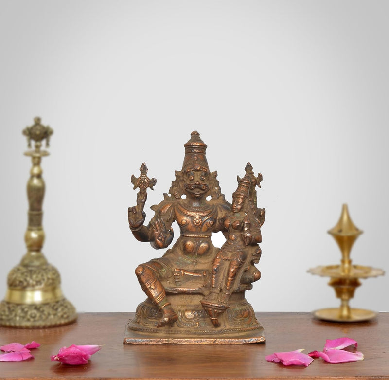 Copper God Lakshmi Narasimhar Idol (Height 4 Inch)