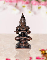 Copper Maa Annapurna statue, seated in prayer with crossed hands, 3.5 in tall