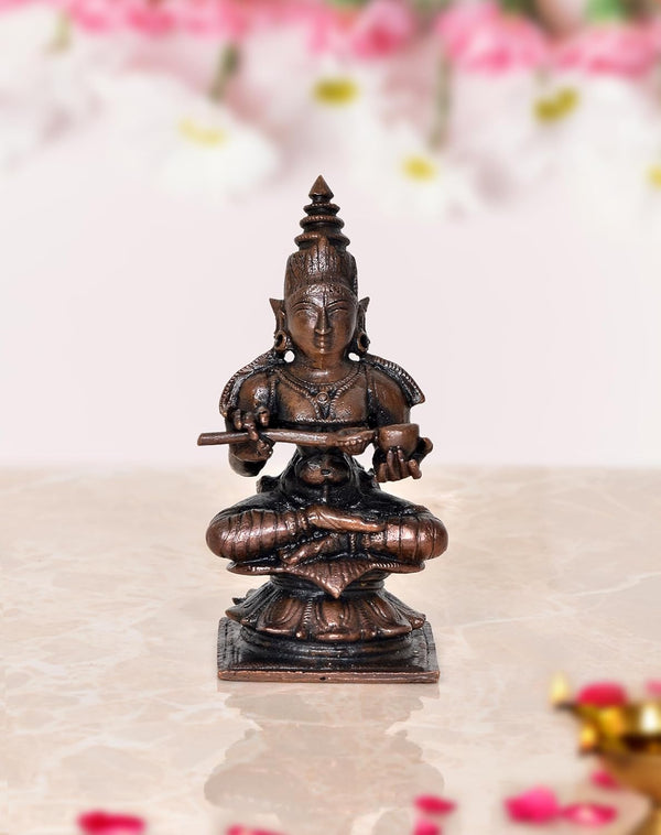 Copper Maa Annapurna or Annapoorna Annapurneshwari Murti Gift Article Decorative Showpiece Brass Idol Height 3.5 Inch