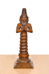 Brass Maharishi Patanjali statue, front view with detailed head and beard