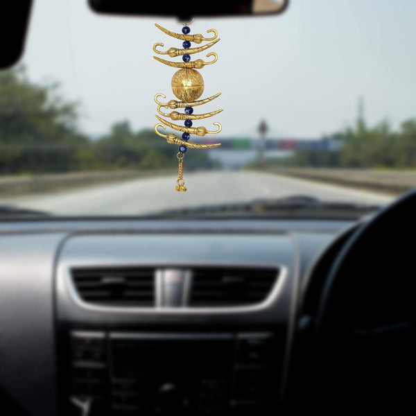 White Metal Nimbu Mirchi Nazar Battu Evil Eye Protector Hanging (Height 8 Inch) Study Setting