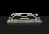 Brass Jai Shree Ram Dhanush mandir decor showpiece with ornate arch and side curls