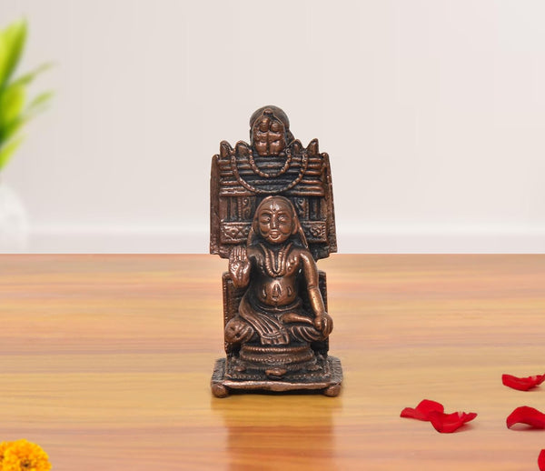 Copper Raghavendra Swami- Revered Guru Idol (Height: 2.5 Inches)