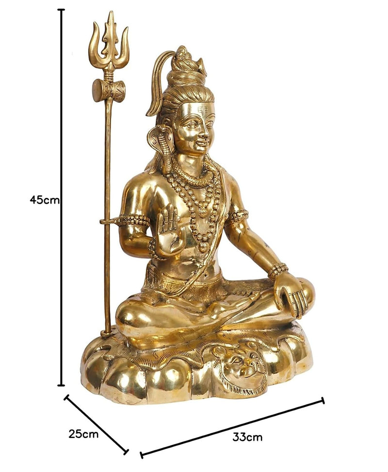 Brass Lord Shiva Shankar Statue – Big Bhole Nath Murti for Home, Office & Spiritual Décor Showpiece (Height: 18 Inches)