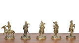 Brass Dashavatara figurines in a line, each standing on a decorative round base