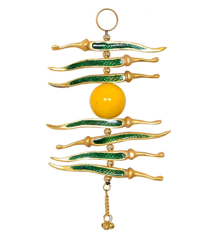 White Metal Nimbu Mirchi Nazar Battu Evil Eye Protector Hanging (Height 8 Inch)