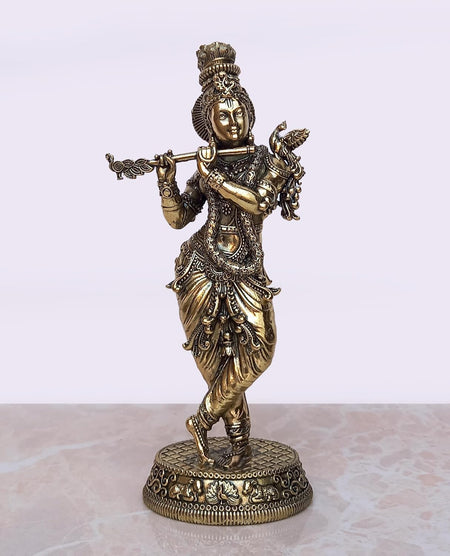 Superfine Brass Lord Krishna Idol (Height: 5.5 inch)