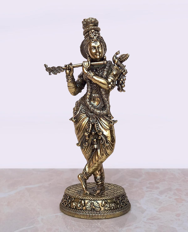 Superfine Brass Lord Krishna Idol (Height: 5.5 inch)