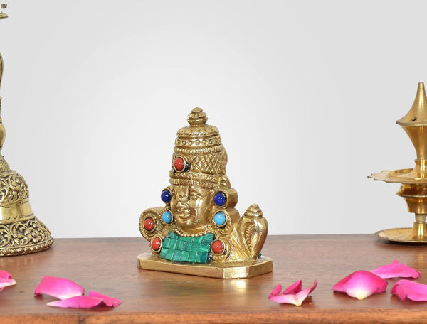 Brass Tirupati Bala Ji Idol with Shankh Chakra (Height : 3 Inch) Study Setting