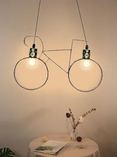 Iron wall light set with two circular ring shades, floral green/black accents