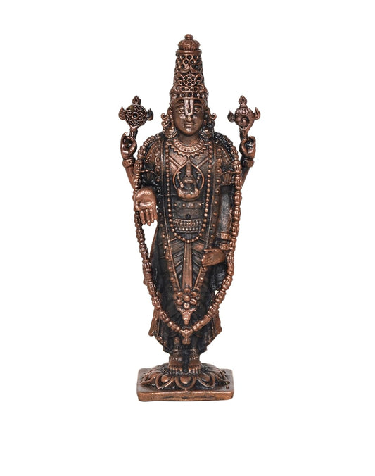 Copper Tirupati Bala ji Statue for Home, Mandir Pooja Decor Idol Color-Copper (Height: 4.25 Inch)