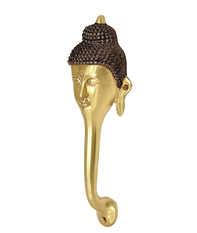 Brass Gautam Buddha Face Door Handle (Set of 2) (Height : 9.5 inches)
