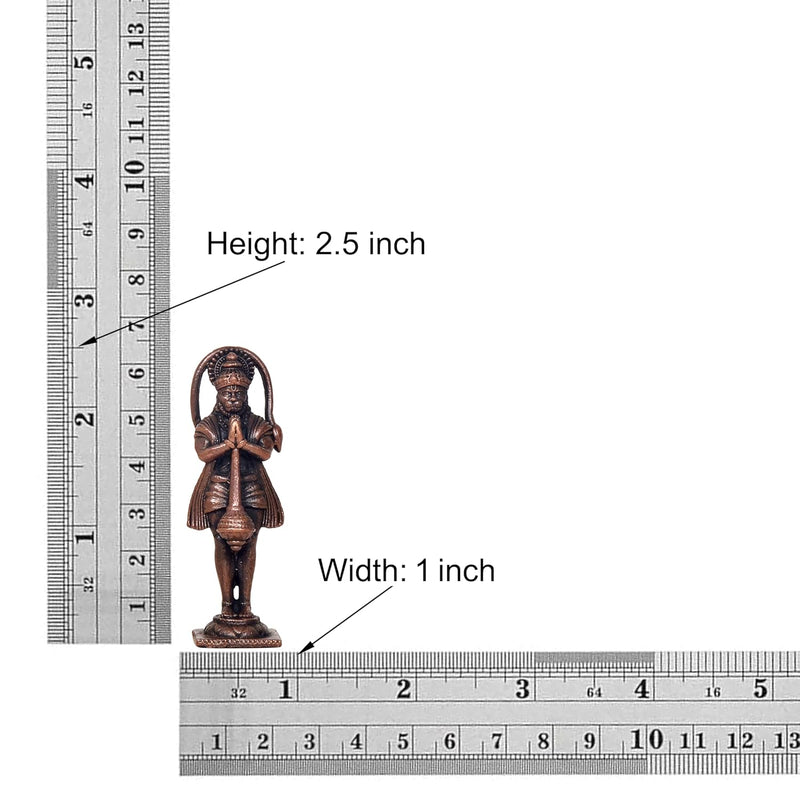 Copper Standing Hanuman Idol - Divine Lord Hanuman Statue for Home and Temple Pooja Decor (Height 2.5 Inch)