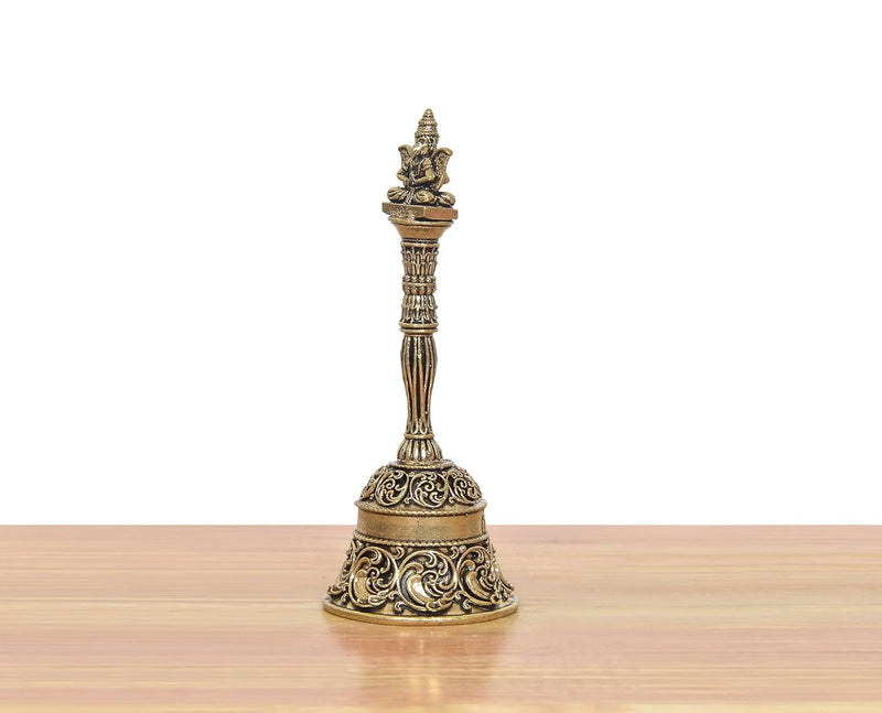 Fine Bronze Pooja Bell with Garun On Top (Height: 4 Inches)