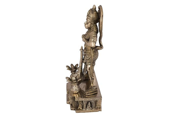 Brass Bajrangbali with Rama in his heart (Height: 12.5inches) Study Setting