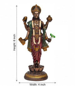 Resin Dhanvantari Statue | Lord Dhanvantari Idol for Pooja Room & Home Temple (Height: 8 Inches)