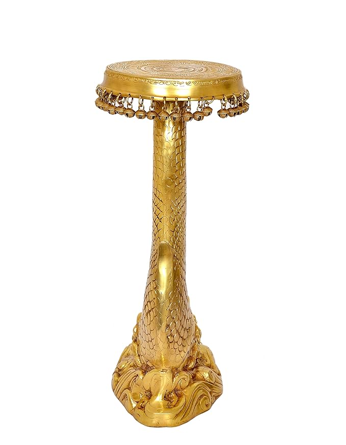 Brass Fish Design Home Decor Table (Height: 20 Inch)