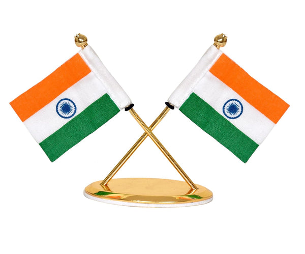 Metal Indian Flag for Car Dashboard (Height: 3.5 inch) Study Setting