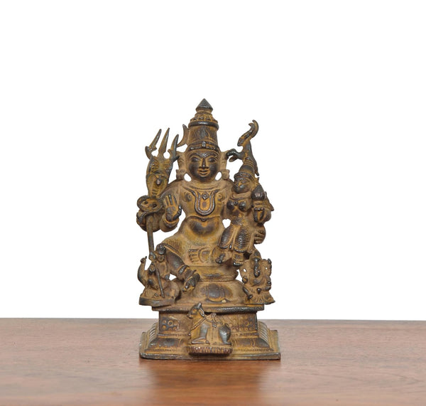 Copper Shiv Parivar Statue (Height 4 Inch) Study Setting