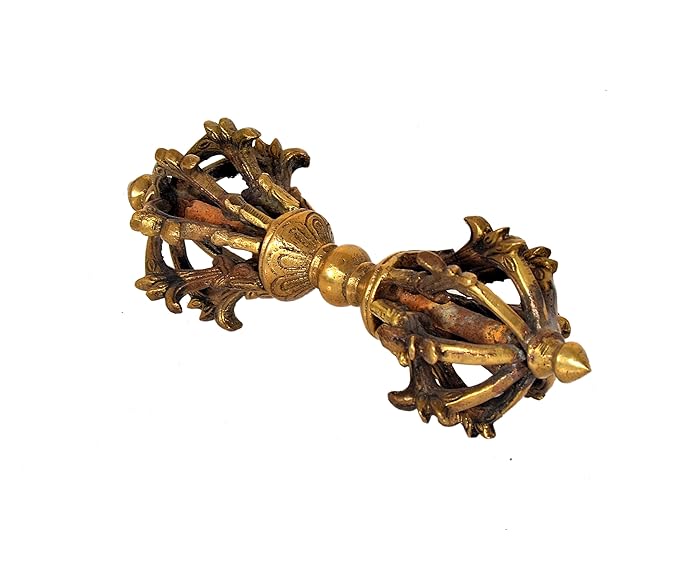 Brass Buddhist Small Dorje with Nine Pronged (Length : 17 cm)